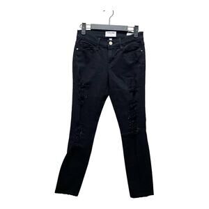 FRAME Demin Le Skinny De Jeans Black Denim High-Rise Stretch Pants Size 25